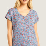 Comfy Floral V - neck Jersey Tee - 2 Colors! - The Nines