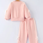 Girls Pink Bow Trim Sweatshirt & Pants Set - The Nines
