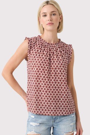 Ruffle Geo Print Top - 2 Colors! - The Nines