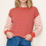 Orange Stripe French Terry Top - The Nines