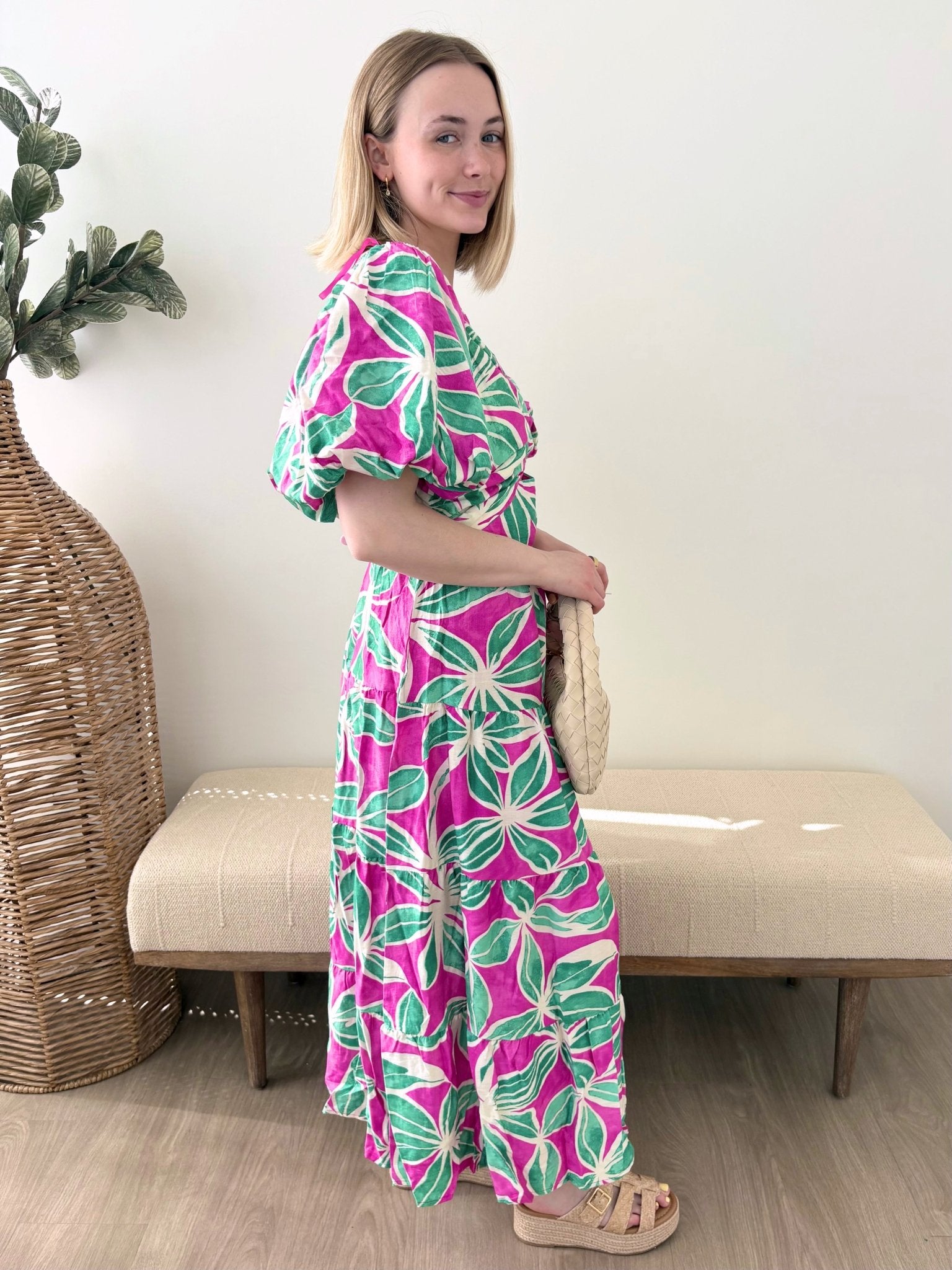 Floral Puff Sleeve Dress - The Nines