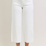 Judy Blue White Crop Wide Leg Front Patch Pocket - The Nines