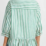 Green Striped Ruffle Hem Top - The Nines