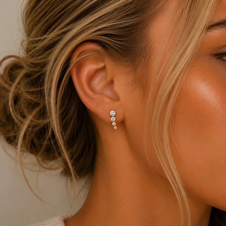Mini Crawler White Cz Gold Earrings - The Nines
