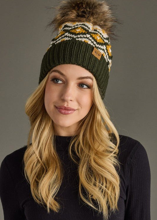 Olive, Mustard & Cream Pom Hat - The Nines