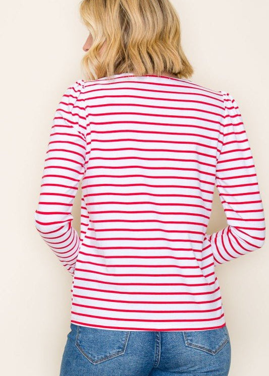 Red Scalloped V - neck Top - The Nines