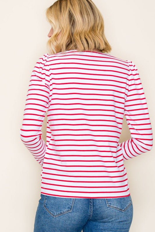 Red Scalloped V - neck Top - The Nines