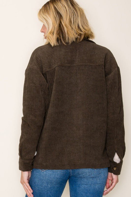 Sherpa Lined Corduroy Shacket - 3 Colors! - The Nines