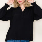Split Neck Smocked Sleeve Top - 3 Colors! - The Nines