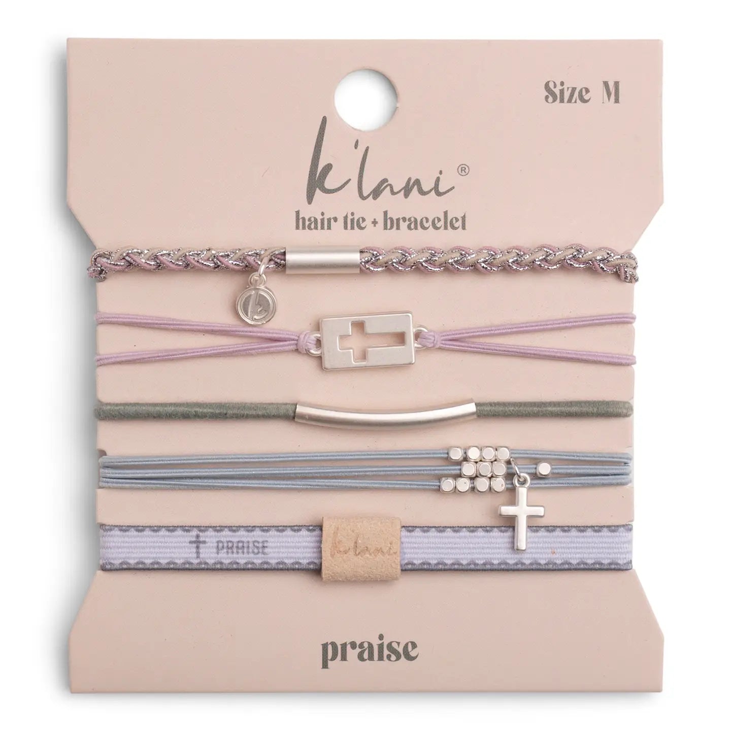 Praise Silver Cross and Muted Pastels K'Lani Hair Tie Bracelet - The Nines