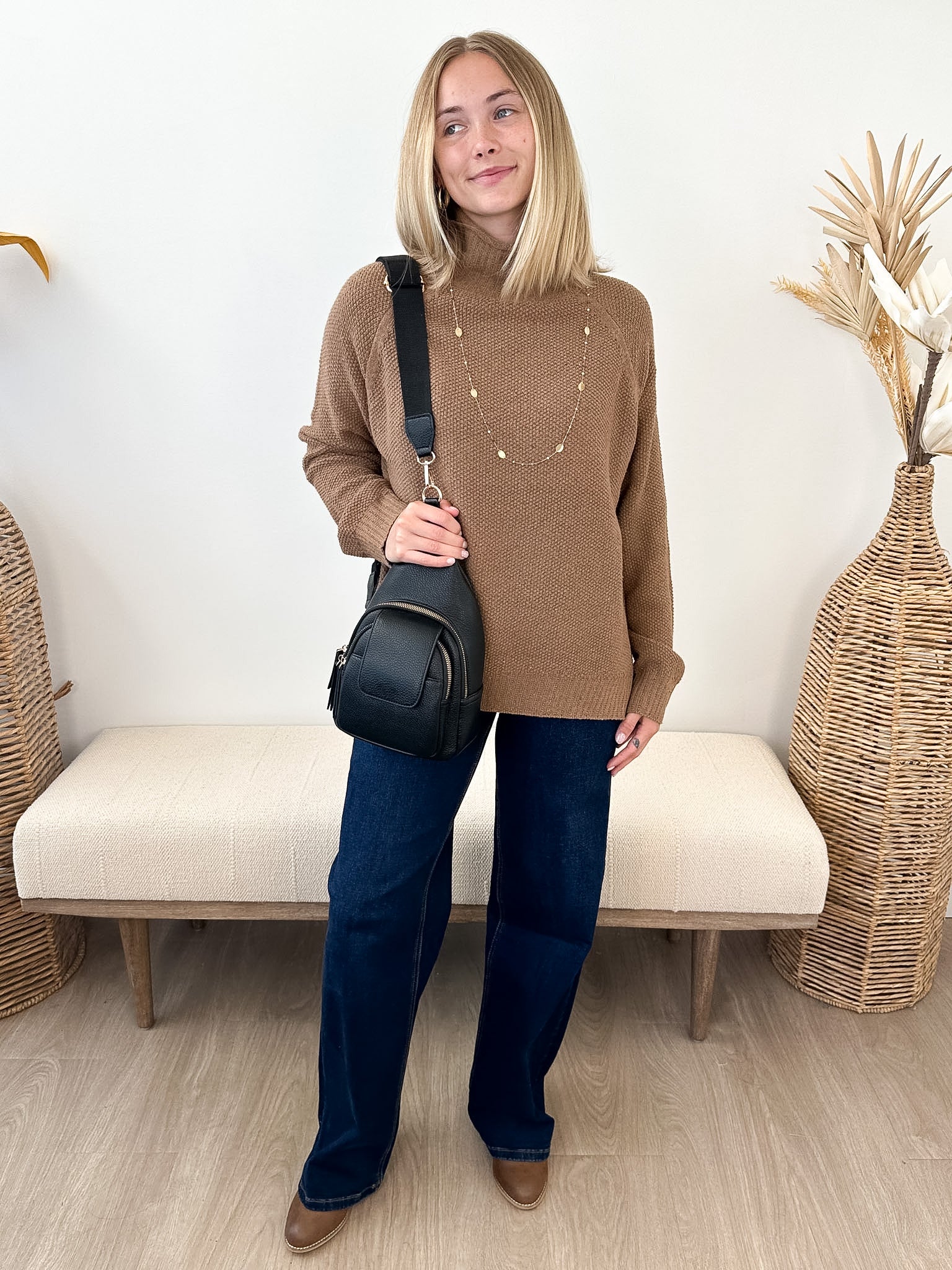 Textured Loose Turtleneck Sweater - 2 colors! - The Nines