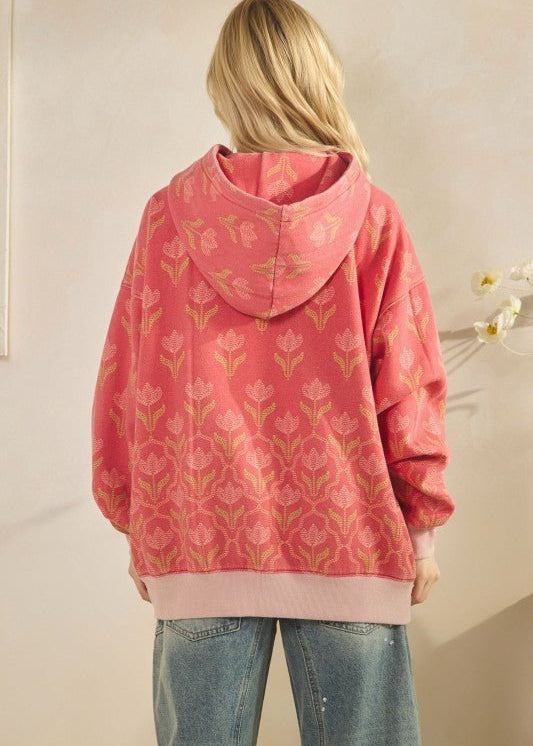 Coral Floral Fleece Hoodie - The Nines