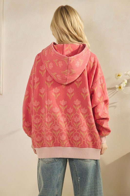 Coral Floral Fleece Hoodie - The Nines