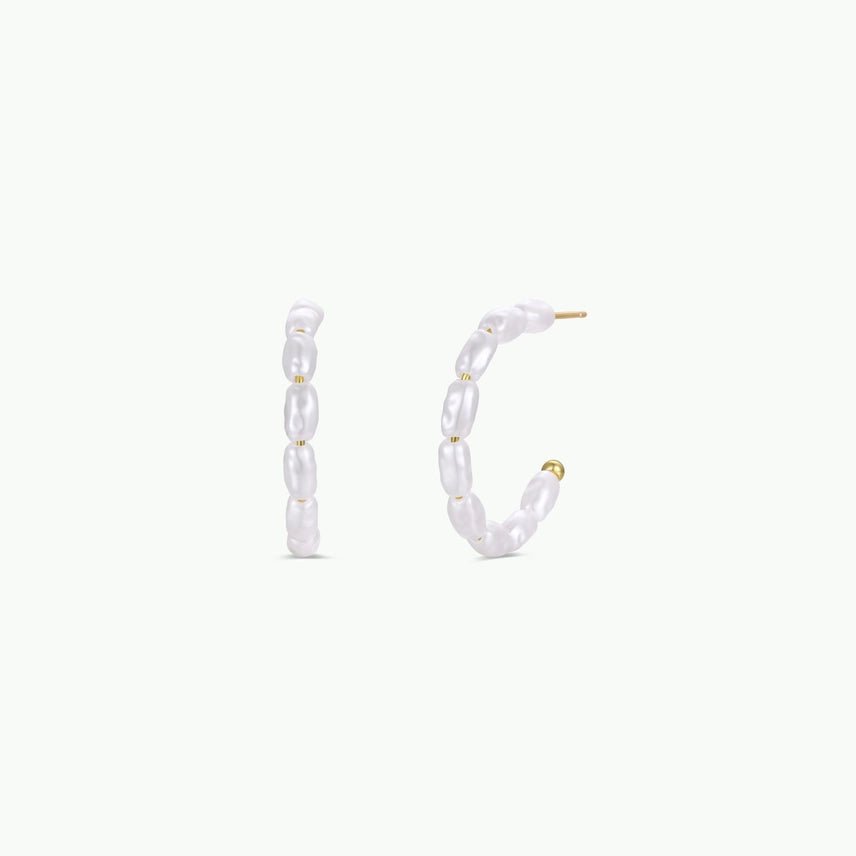 Multi Pearl Hoop Earrings - The Nines