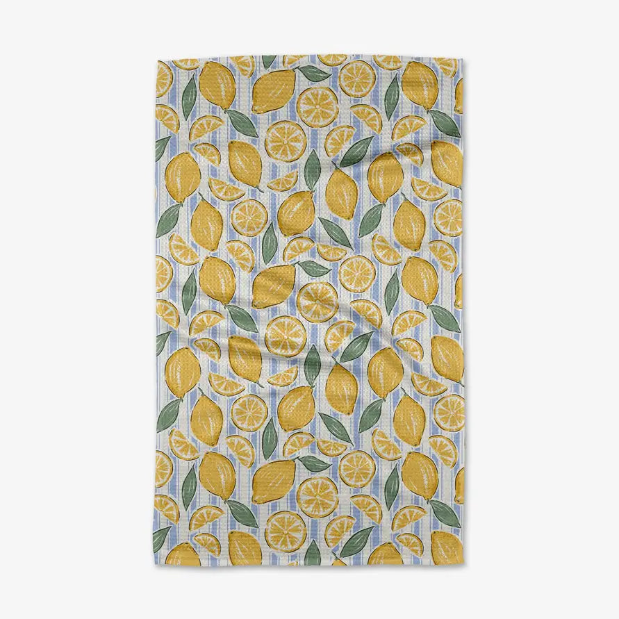 Geometry Sour Lemon Stripes Tea Towel