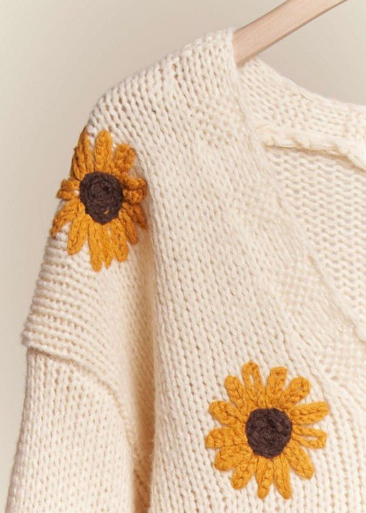 Sunflower Embroidered Cardigan - The Nines
