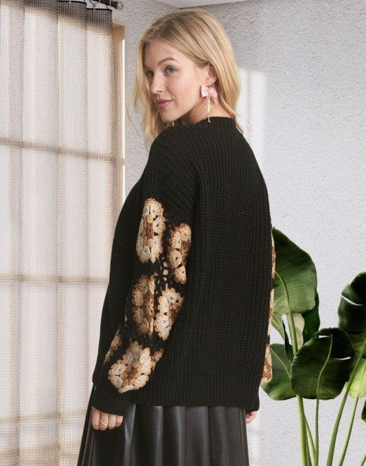 Crochet Sleeve Cardigan - 2 colors! - The Nines