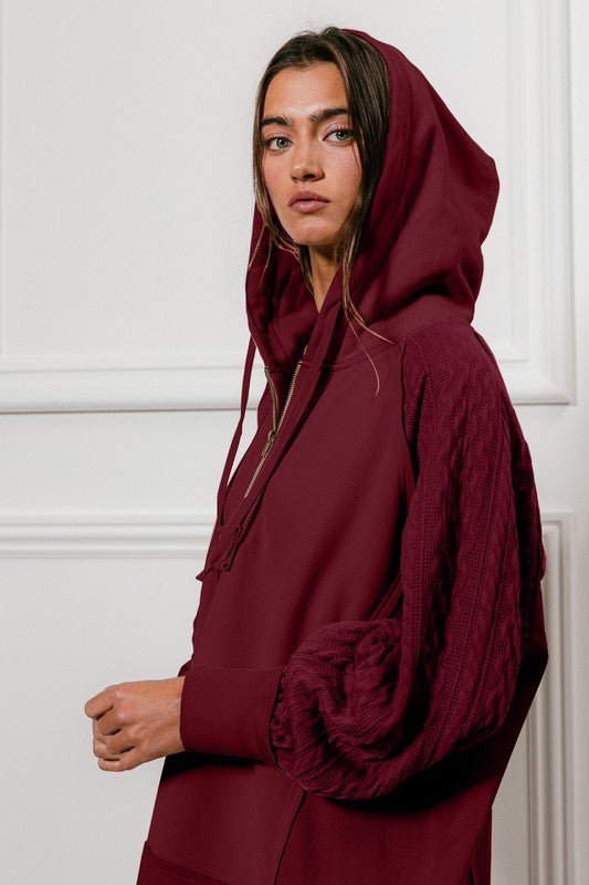 Cable Sleeve French Terry Hoodie - 2 Colors! - The Nines
