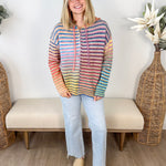 Multi Stripe Zip Sweater Hoodie - The Nines