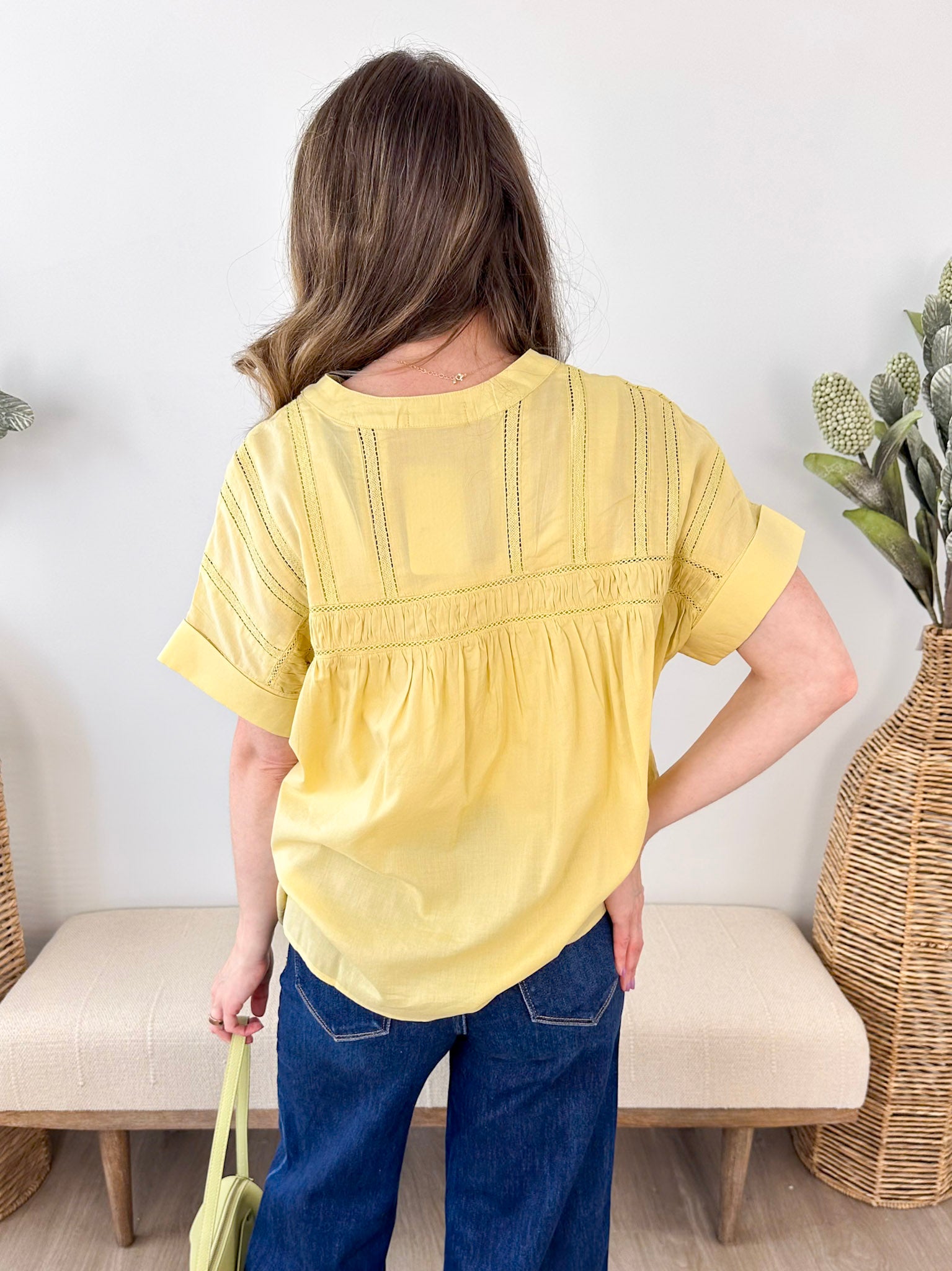 Eyelet Button Up Dolman Blouse - The Nines