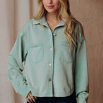 Mint Cropped Washed Jacket - The Nines