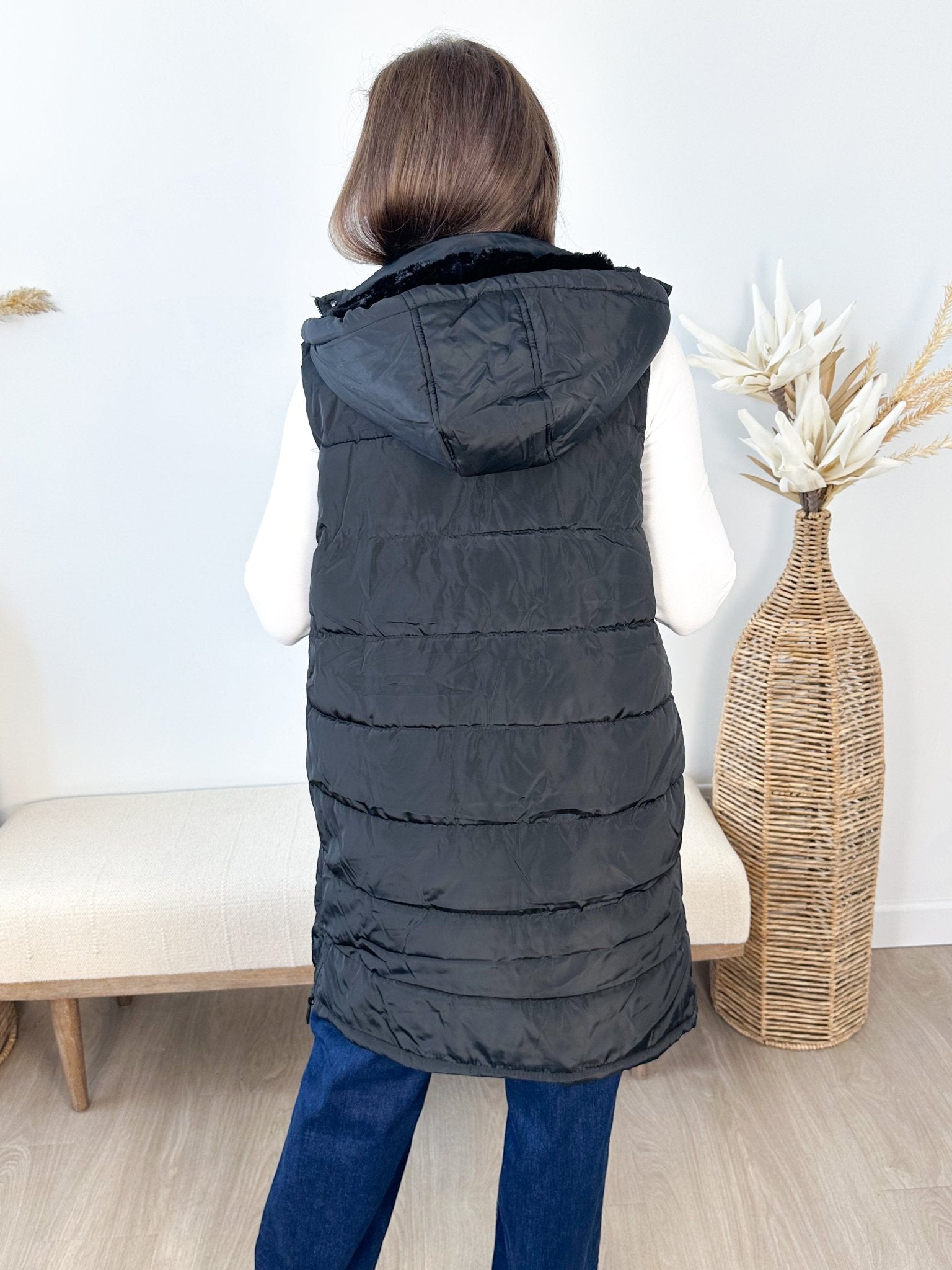 Long Side Zip Puffer Vest - The Nines