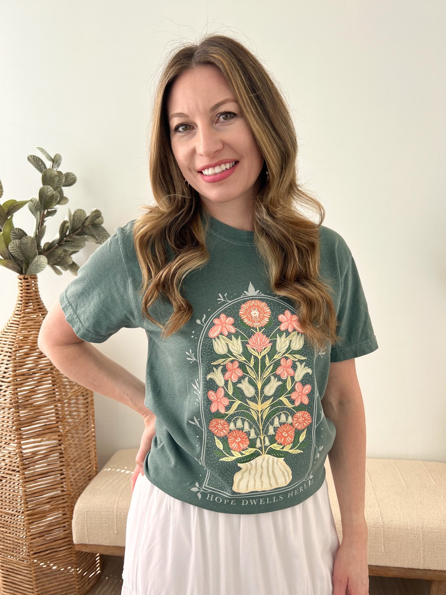 "Hope Dwells Here" Floral Tee - The Nines