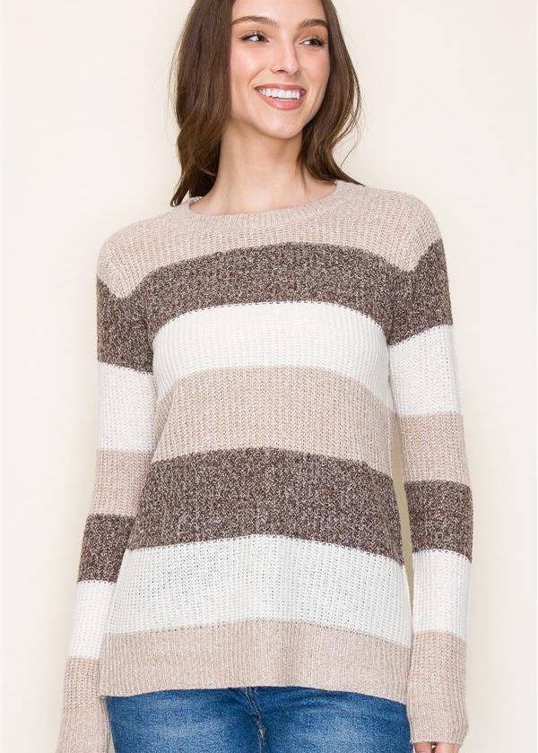 Striped Pullover Sweater - 3 Colors! - The Nines