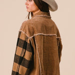Camel Plaid Sleeve Jacket - The Nines