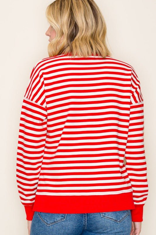 Red Crewneck Sweatshirt with Side Slits - The Nines