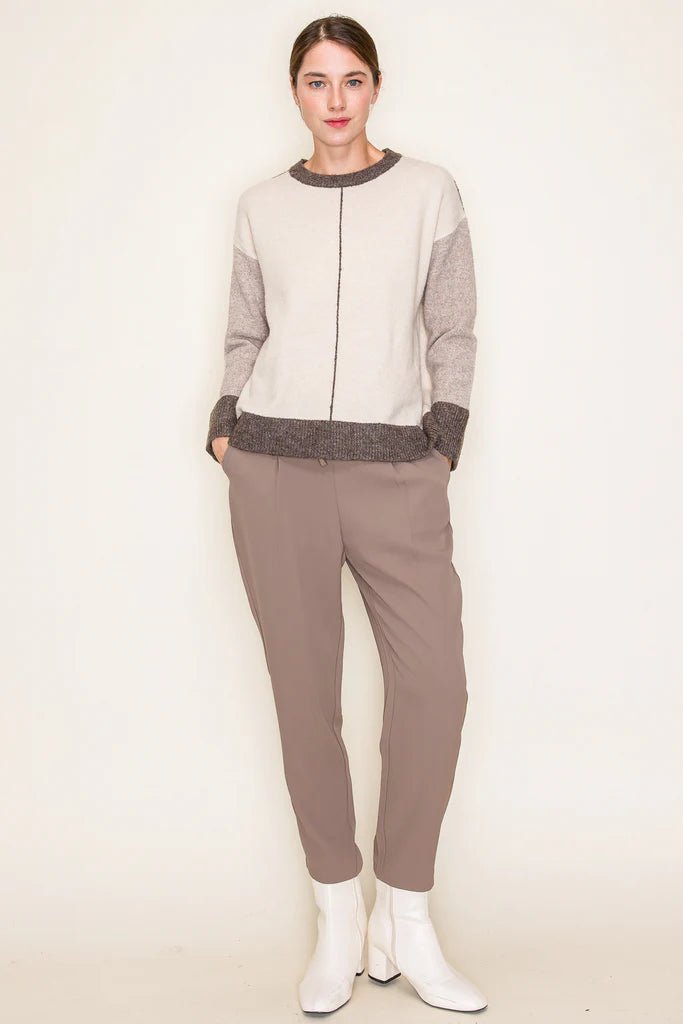 Colorblock Line Contrast Sweater - The Nines