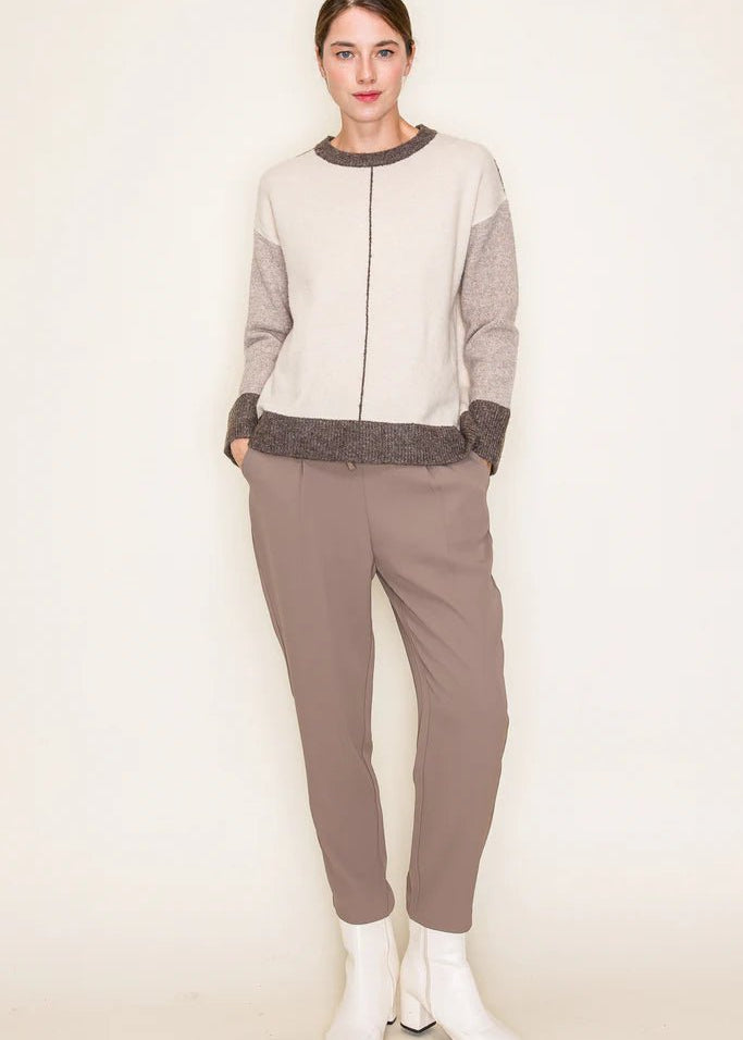 Colorblock Line Contrast Sweater - The Nines