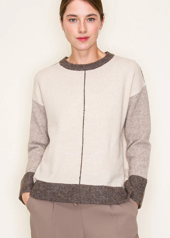 Colorblock Line Contrast Sweater - The Nines