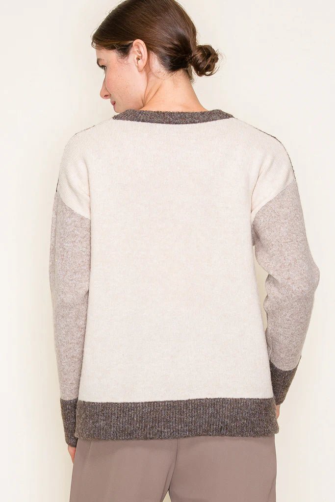 Colorblock Line Contrast Sweater - The Nines