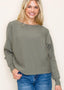 Dark Sage Vertically Textured Dolman Top