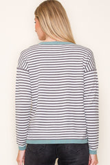 Striped Contrast Detail Pullovers - 2 Colors!