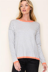 Striped Contrast Detail Pullovers - 2 Colors!