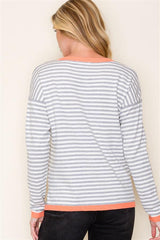 Striped Contrast Detail Pullovers - 2 Colors!