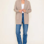 Basic Taupe Ribbed Edge Pocket Cardigan - The Nines