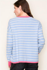 Blue & Pink Striped Pullover