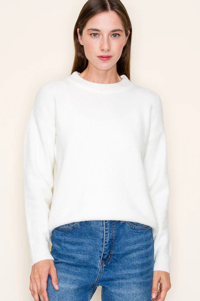 Marshmallow Basic Crew Neck Sweater - The Nines