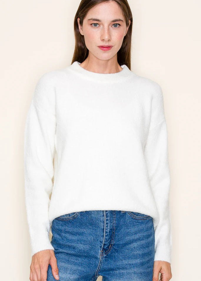 Marshmallow Basic Crew Neck Sweater - The Nines
