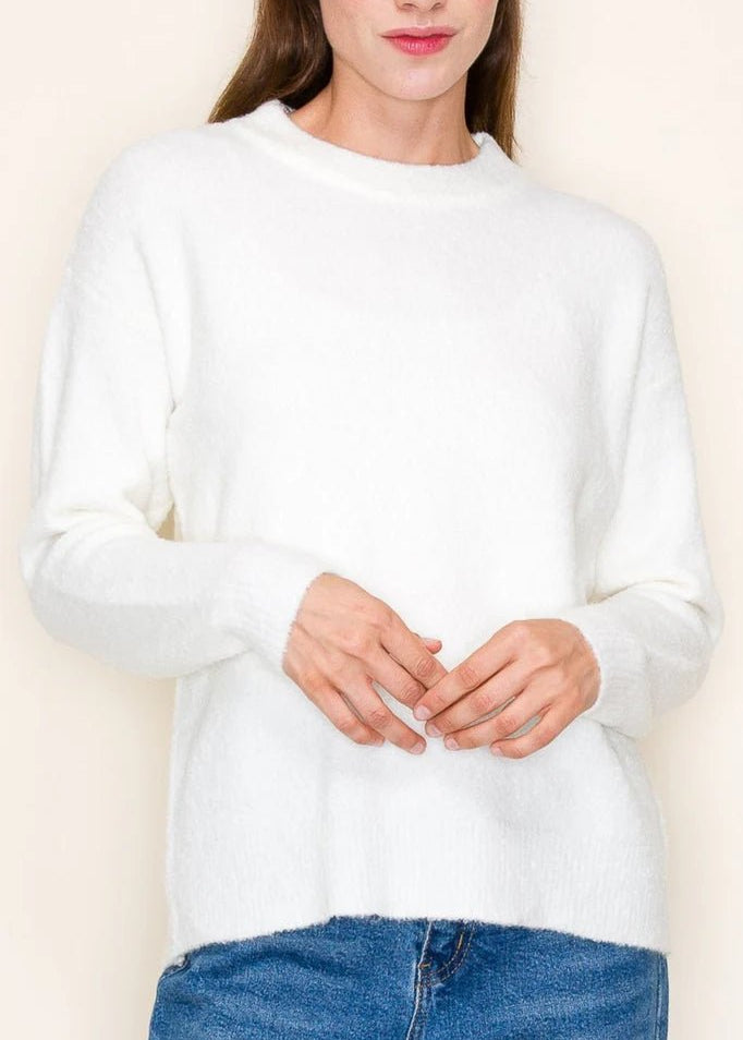 Marshmallow Basic Crew Neck Sweater - The Nines