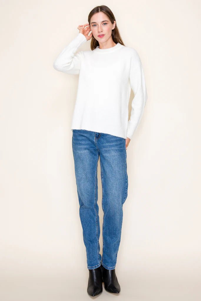 Marshmallow Basic Crew Neck Sweater - The Nines