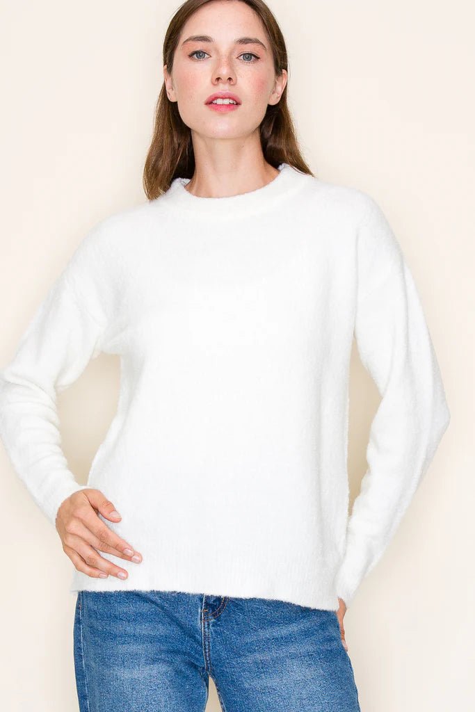 Marshmallow Basic Crew Neck Sweater - The Nines