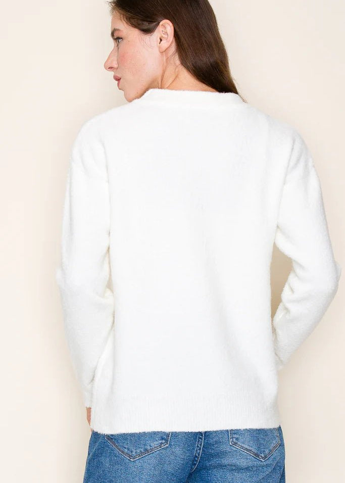 Marshmallow Basic Crew Neck Sweater - The Nines