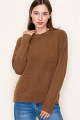 Brown Basic Crew Neck Sweater