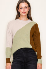 Sage Abstract Colorblock Sweater