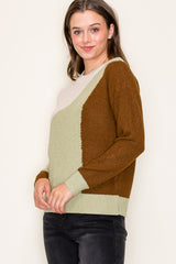 Sage Abstract Colorblock Sweater