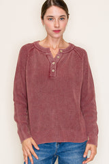 Washed Knit Henley Pullovers - 2 Colors! - FINAL SALE